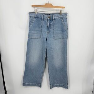 J Crew Wide-leg cropped utility jean in all-day stretch CI769 sz 30